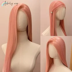 Pink Wig Lolita 13x4 Lace Front Wig Warm Pink Synthetic Lace Wigs for Cosplay Party Daily Use High Temperature Fibers Peluca