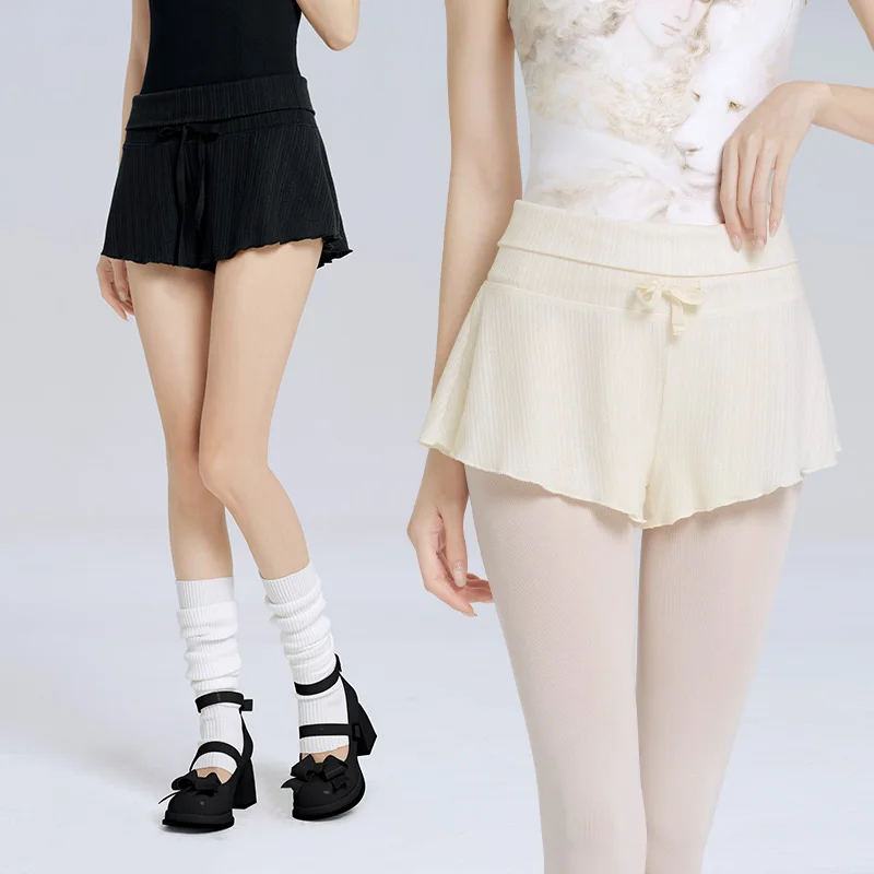 ティーンガールズ-ワイド-ラウンジパンツ-フリル付きレッグオープニング-ジョガーパンツ-レディース-バレエ-アスレチック-ヨガ-ダンス-ジム-調節可能なウエスト-ショーツ