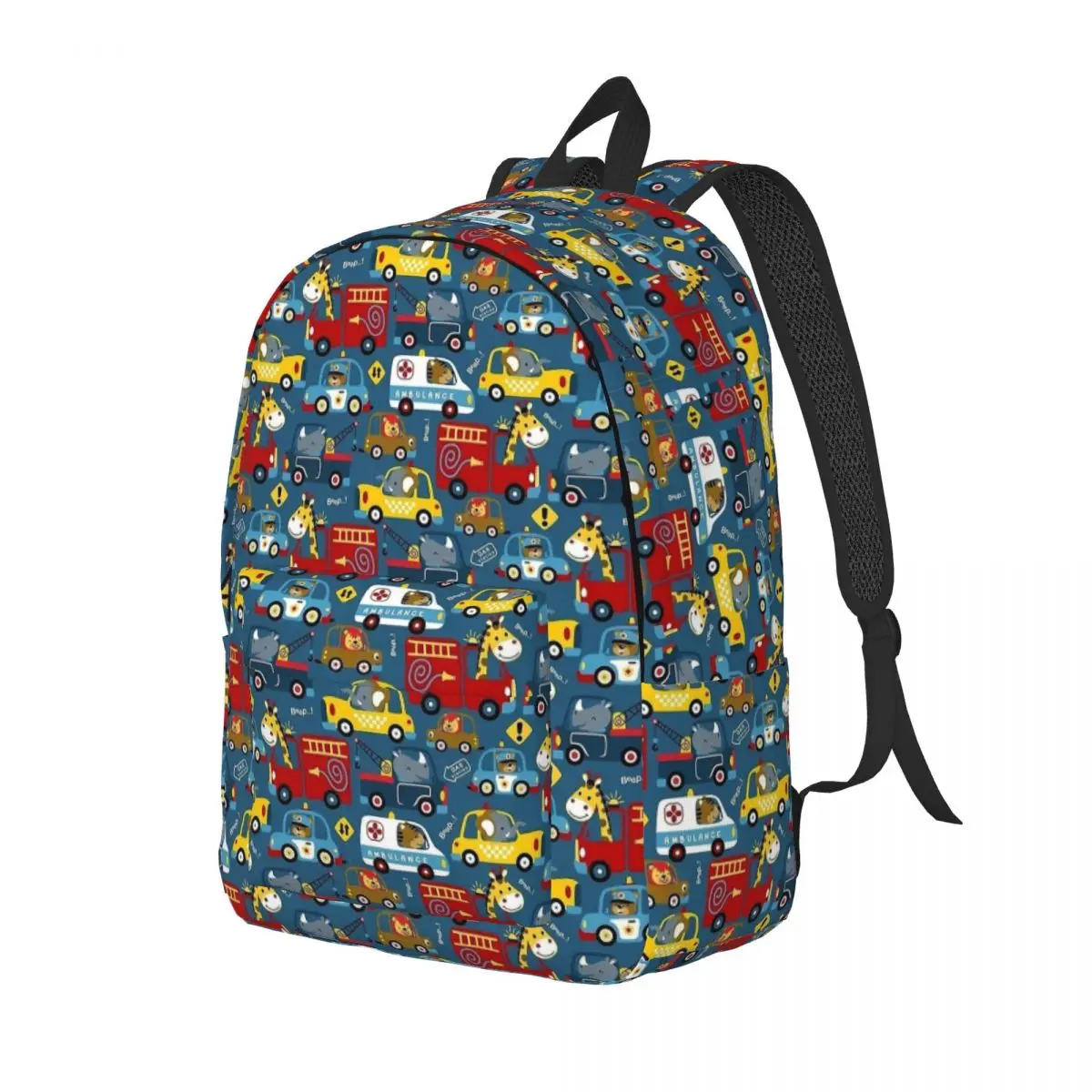 Seamless Pattern Construction Truck With Funny Drivers Backpack for Kindergarten Primary School Student Bookbag Daypack Gift