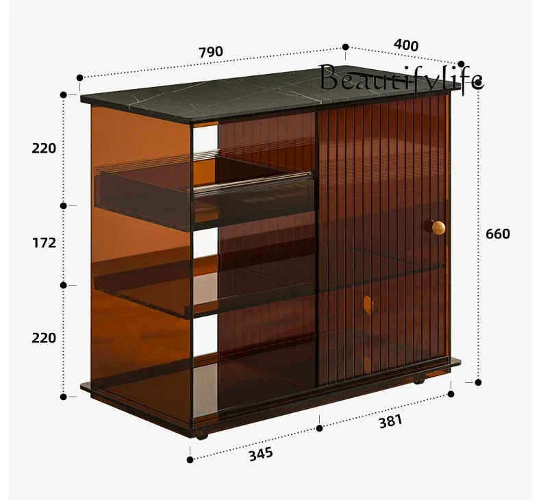 

Acrylic tea cabinet removable tea set storage display living room side cabinet
