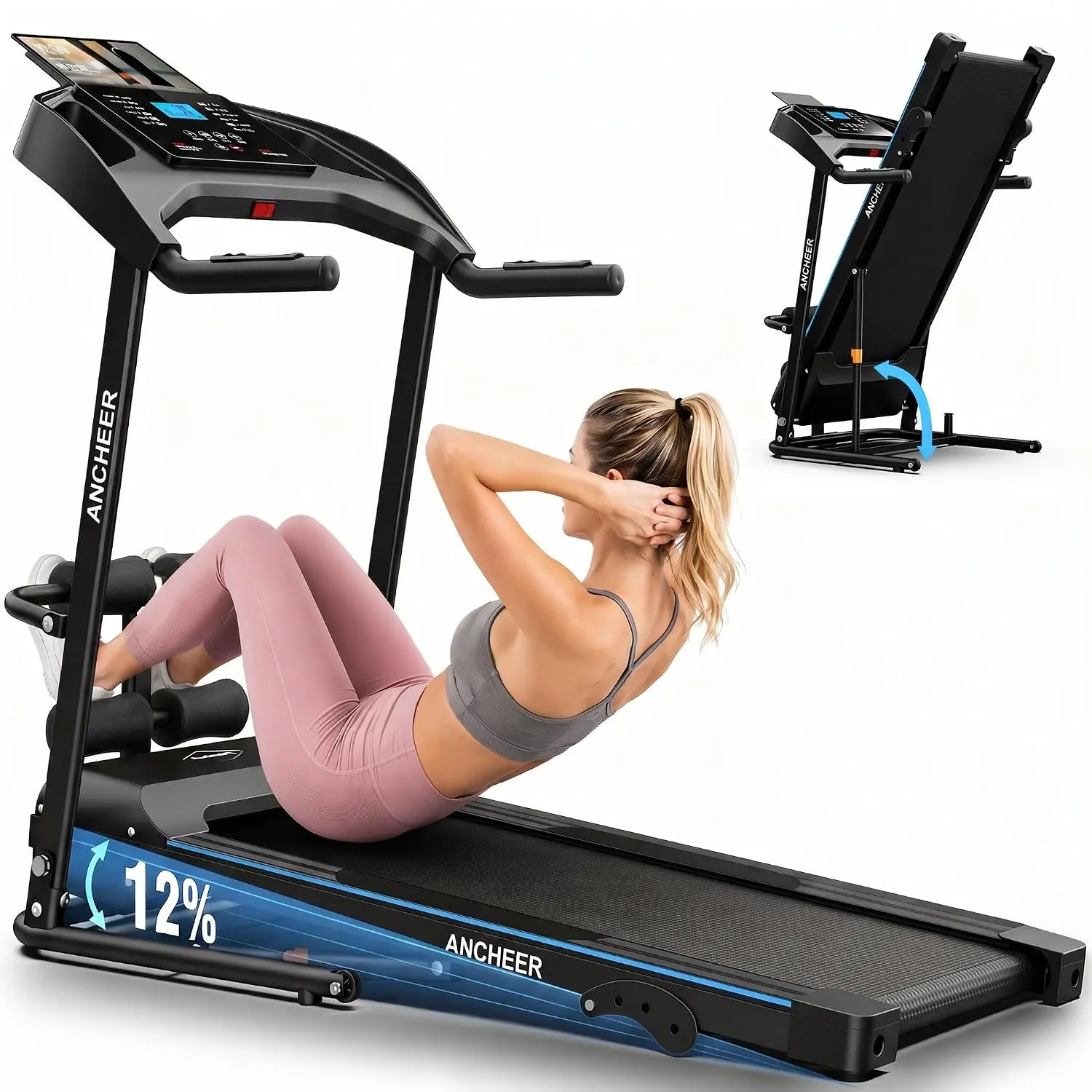 Smart Treadmill with Sit Up, Foldable Treadmills for Home with Incline, Customized