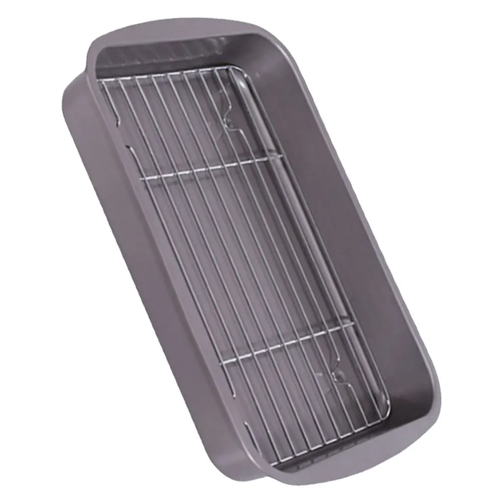 

Fish Roasting Pan With Drip Rack Rectangular Metal Grilling Tray Oven Safe For Grilled Fish Lobster Baking Dish Kitchen
