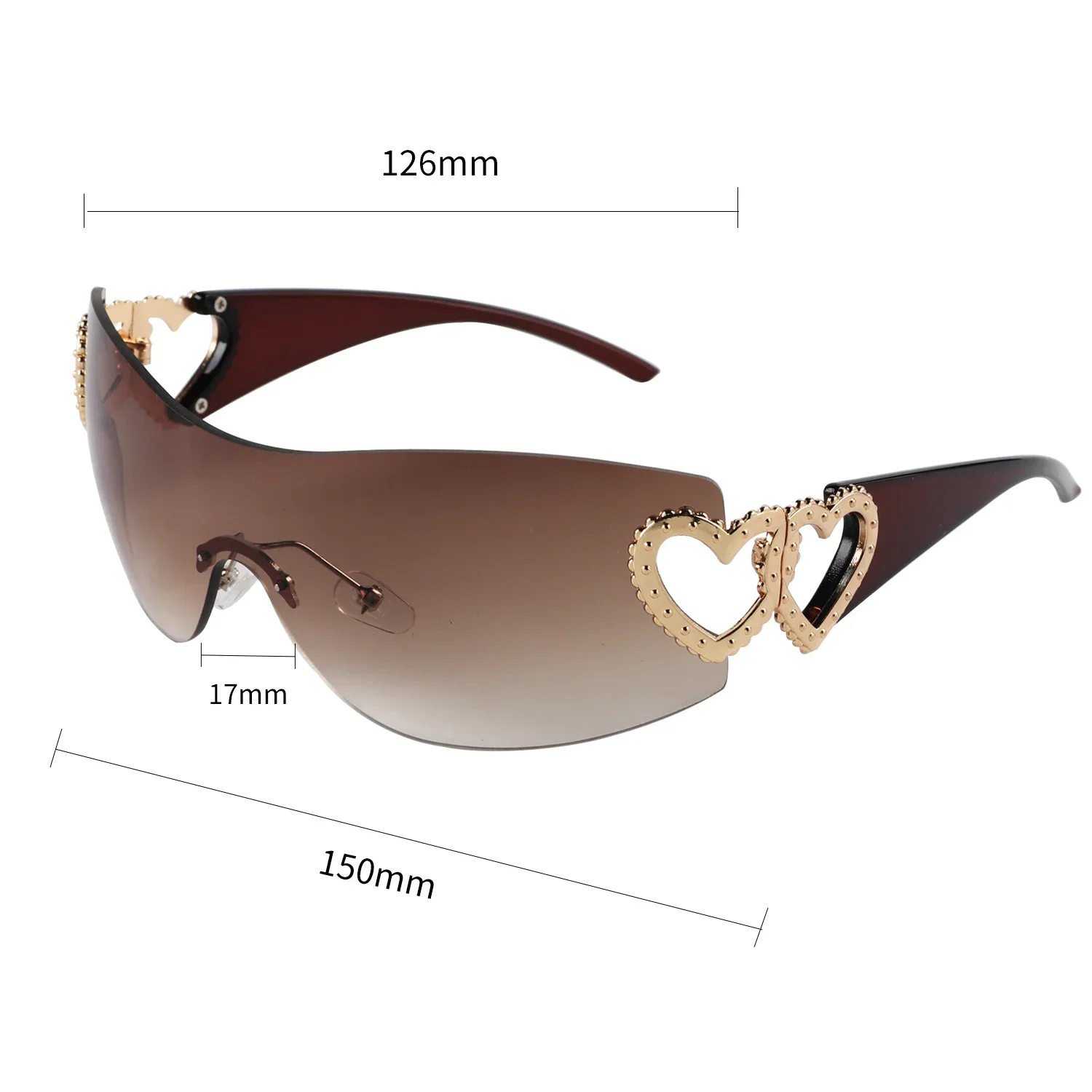 نظارات شمسية نسائية موضة القلب نظارات شمسية للكبار Gafas De Sol Y2K Para Hombre Y Mujer lrest De Una Pieza Con Degrad #6