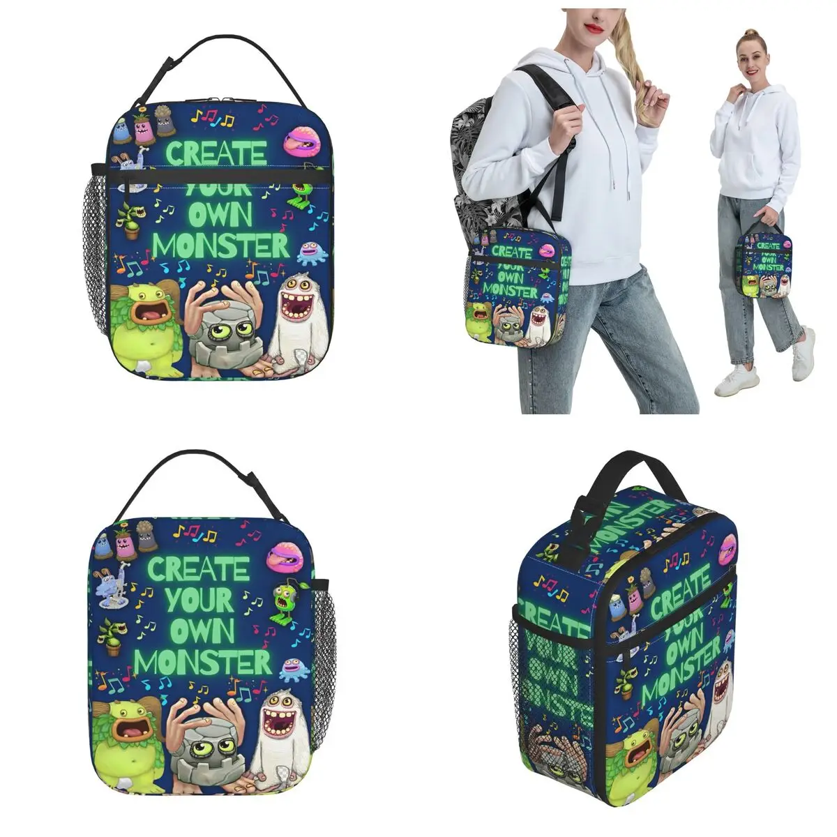 Printable My Singing Monster Party Activity Accessories Insulated Lunch Bag For Office Food Box Portable Thermal Lunch Boxes