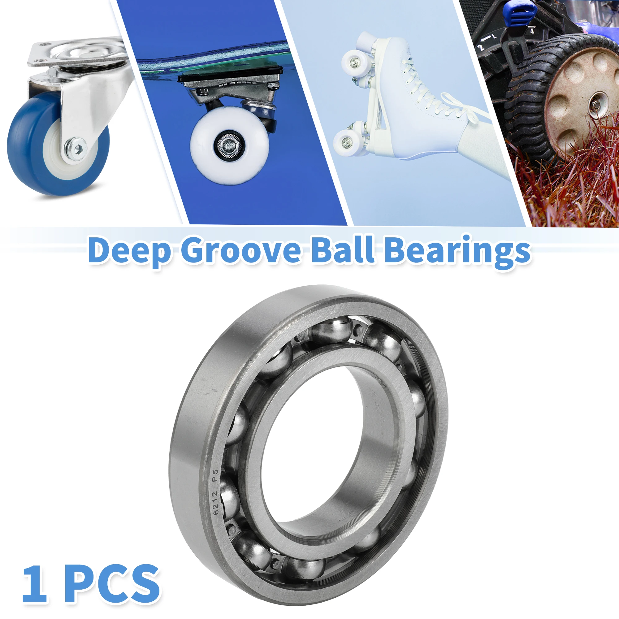 Motoforti 6212 & Deep Groove Ball Bearings P5 60x110x22mm Lubricated Bearings Open Type Silver Tone Scooter Skateboard Wheel