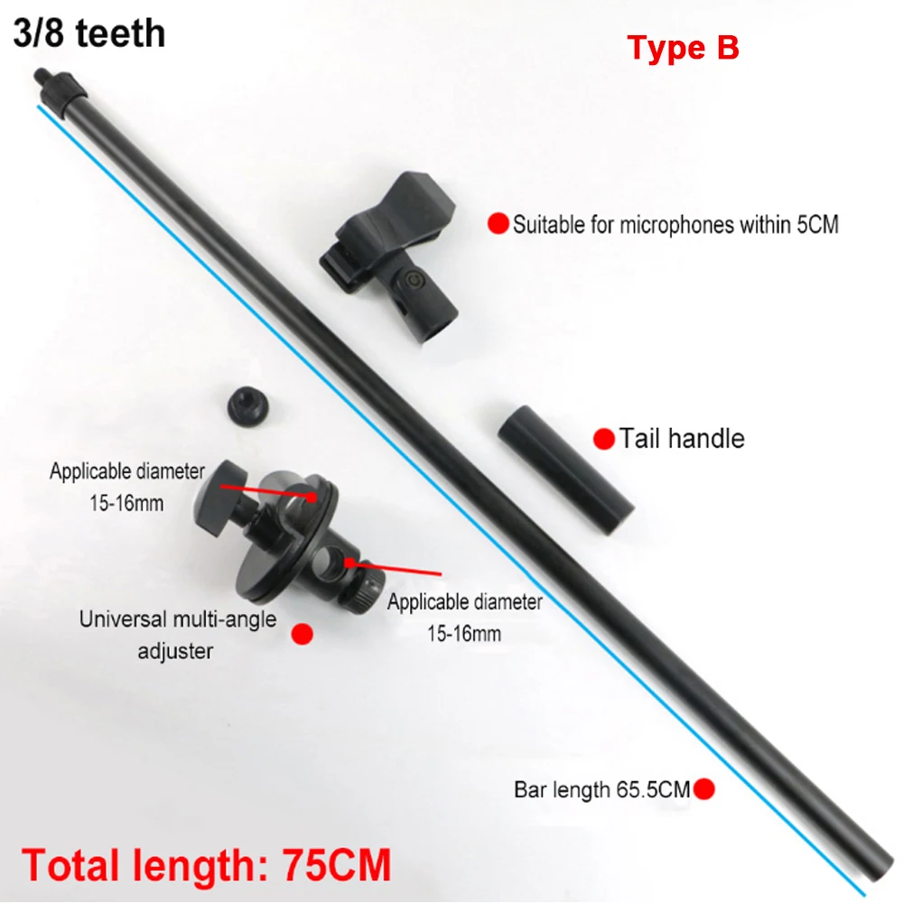Microphone Crossbar Stand Cradle Head Mount Phone Clip Tripod Pole Accessories 3/8 Screw Holder Top Microphone Bracket Kits