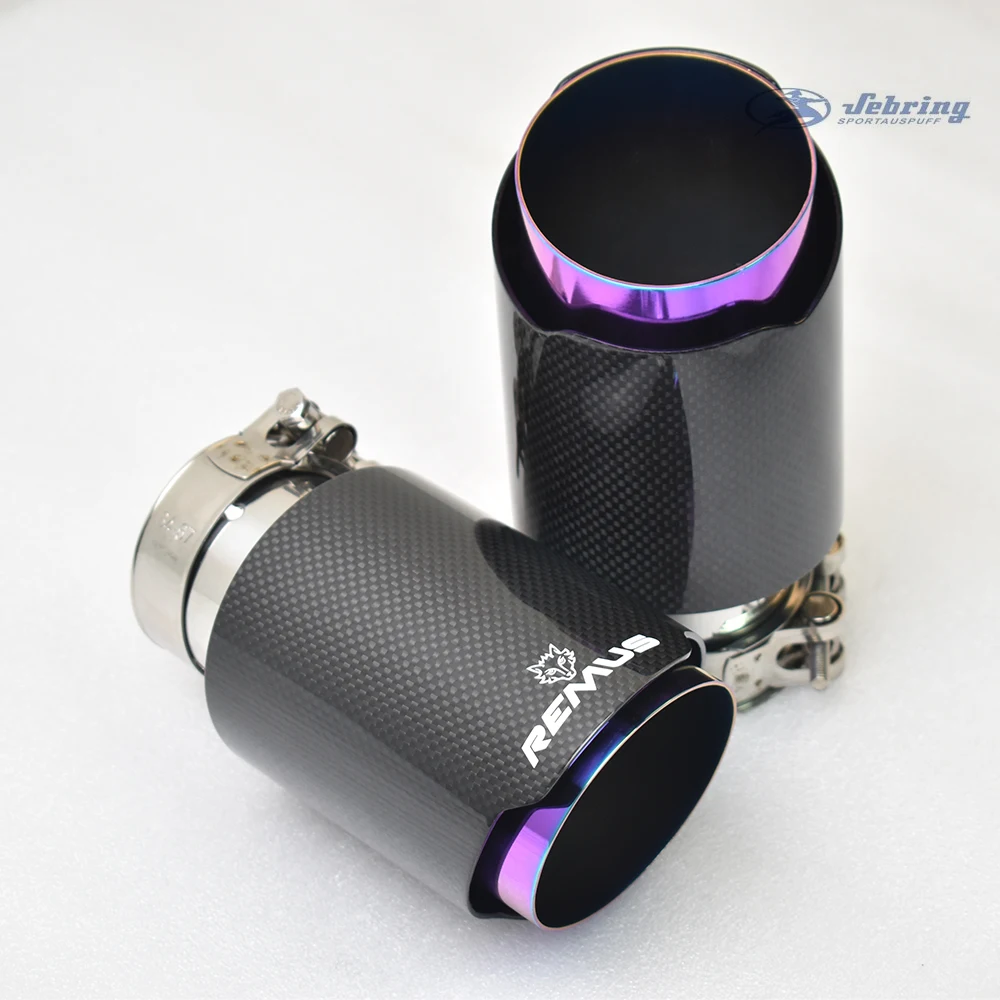 1PC REMUS Car Exhaust tip Purple Pipe  Glossy Carbon Fiber Plain Muffler pipe Automobile parts exhaust pipe modification