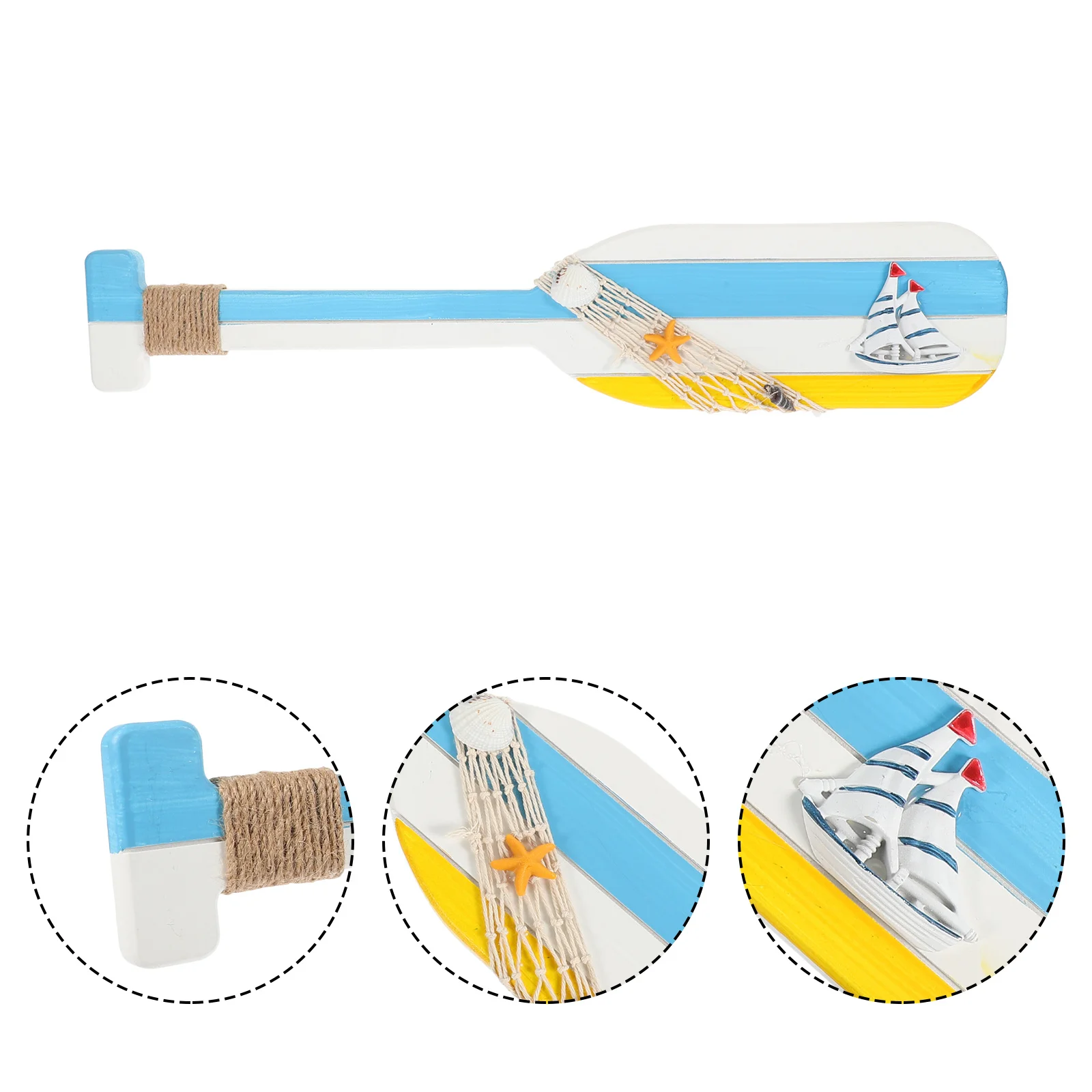 

Wooden Paddle Wall Decor Nautical Hanging Ornament Mediterranean Style Fine Craftsmanship Home Accent Nautical Wooden Oar