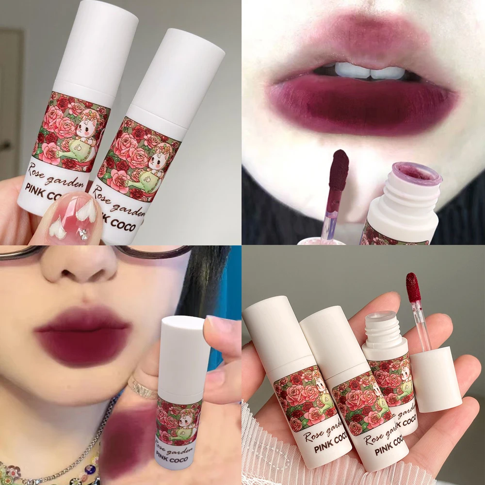 Waterproof Matte Pink Lip Gloss Long-lasting Easy To Wear Velvet Nude Rose Red Lip Mud Liquid Lipstick Korean Makeup Cosmetic