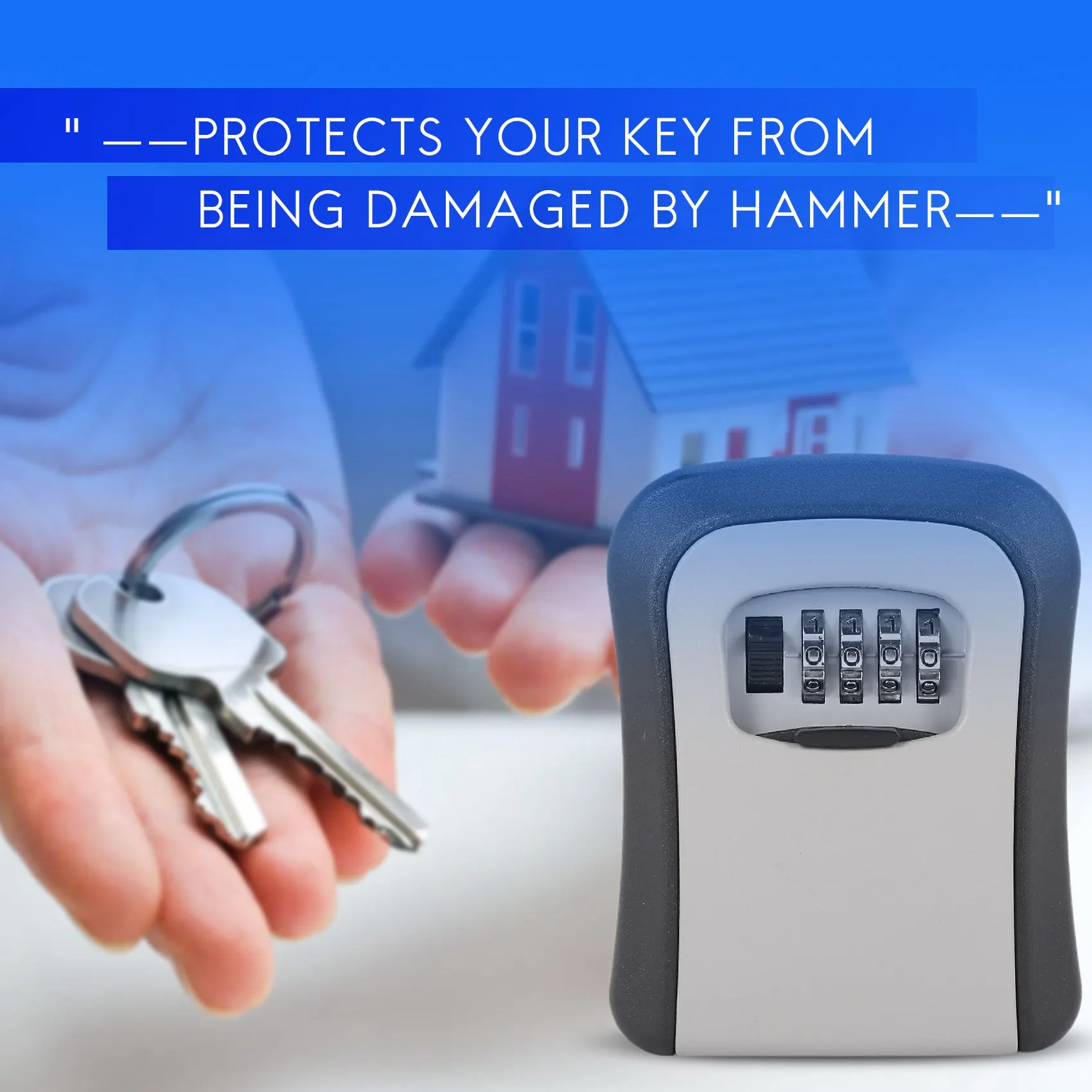 A55T Key Lock Box Wall Mounted Key Safe Box Weatherproof 4 Digit Combination Key Storage Lock Box Indoor Outdoor