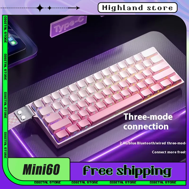 

AULA Mini60 HE Magnetic Switch Keyboard Tri Mode Wireless Mechanical Keyboard RGB 8000Hz 0.01mmRT Gaming Keyboard Gamer Gifts