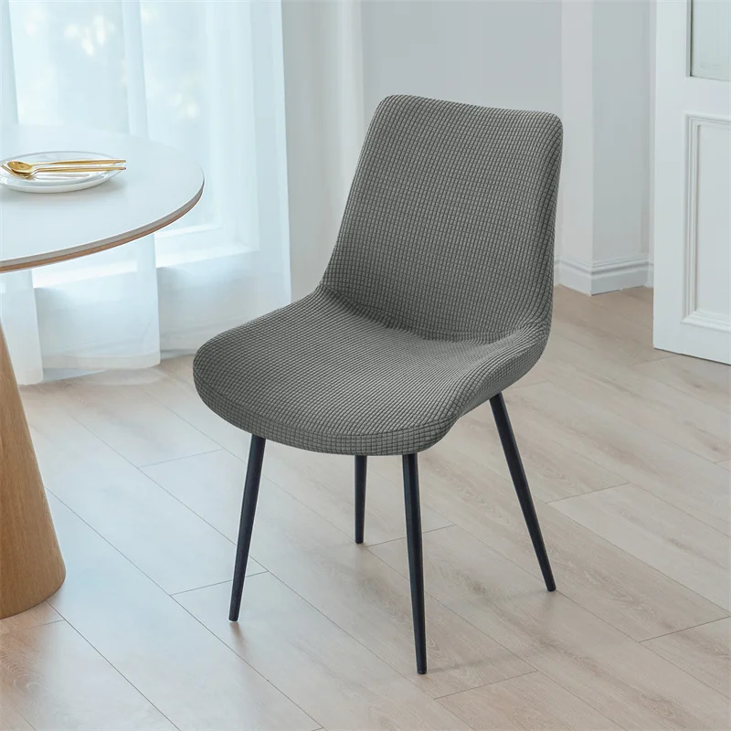 1/2 Stück Gebogene Stuhlhussen aus Polarfleece, Dehnbare Stuhlbezüge für Esszimmer, Schmutzabweisende Sitzbezüge in Unifarben, Wohndekor