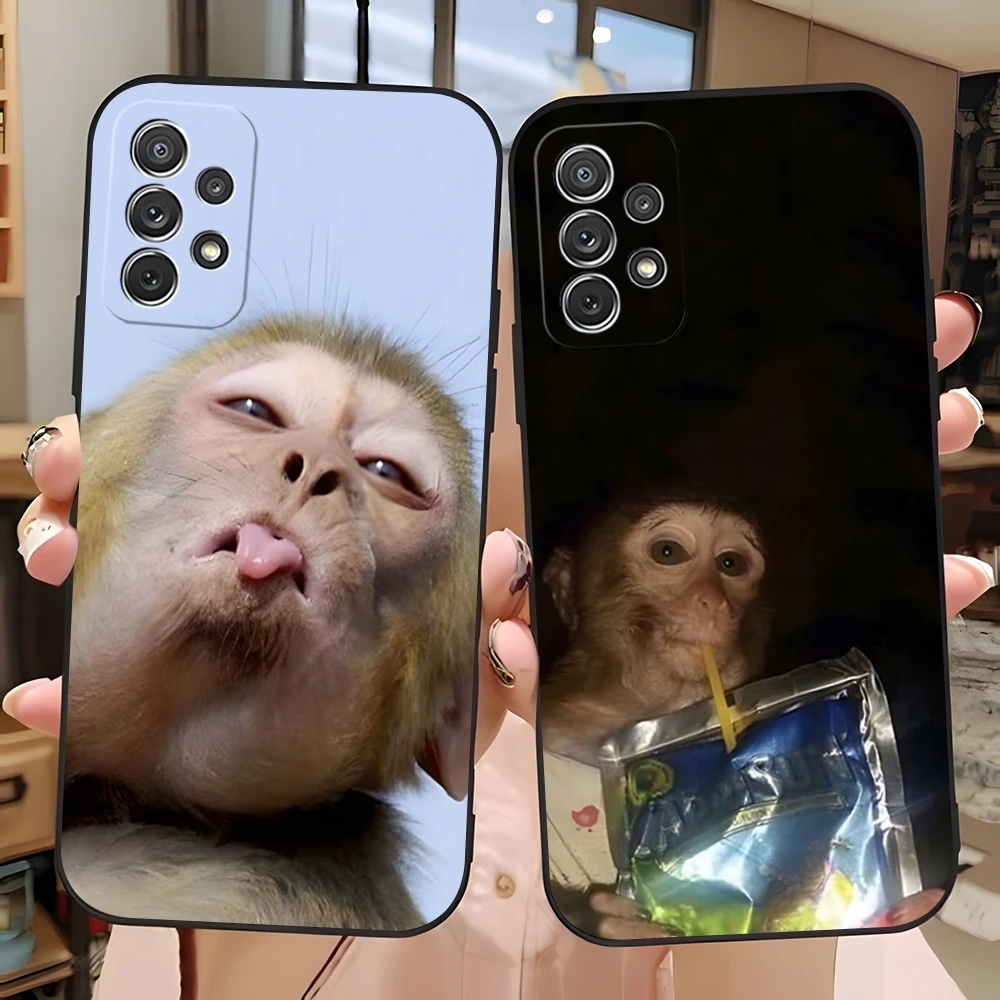 Monkey Sipping Caprisun Meme Phone Case for Samsung S24 Ultra S22 S23 S20 Fe S21 Plus Galaxy A54 A34 A24 A53 M54 Note 20 Cover