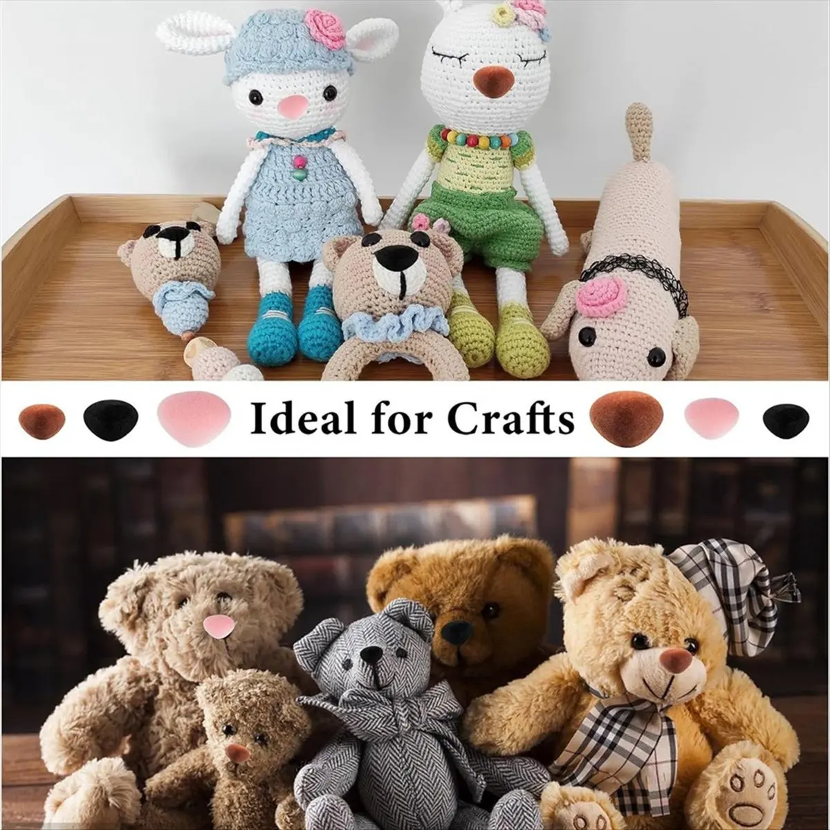 A71Z 90 Uds narices de seguridad para Amigurumi narices de seguridad de plástico para animales de peluche muñeca narices de ganchillo con arandelas para manualidades