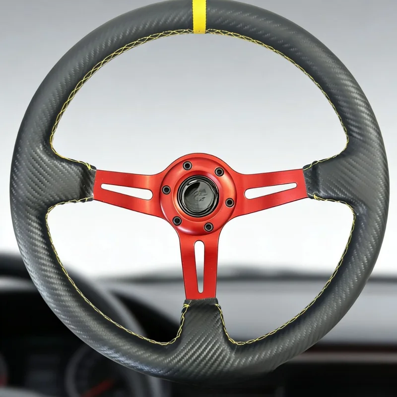 For Universal Car 14 Inch Racing Steering Wheel Suede Leather Competitive Modified Steering Wheel With Steering Wheel Horn Cover