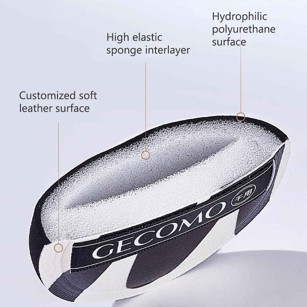 GECOMO Conjunto de 2 peças de sopro de pó com caixa de armazenamento, esponja macia de dupla utilização seca e molhada para maquiagem de base líquida