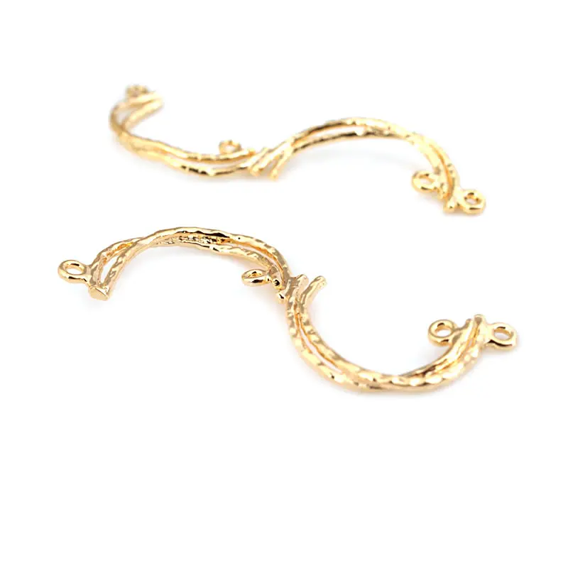 6PCS 18K Gold Color Brass Curved Tube Connect Charms High Quality Diy Jewelry Making Supplies Earrings Accessories for Women