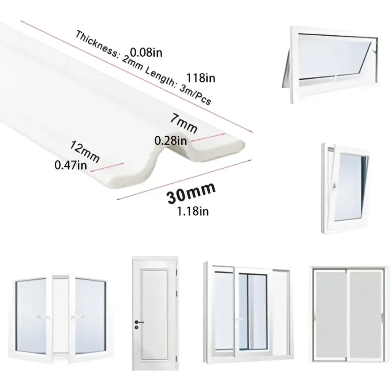 Dichtungsstreifen für Türen und Fenster, selbstklebend, wasserdicht, staubdicht, Dichtungsband, Insektengeräusch, Windstopper, Wetterschutz