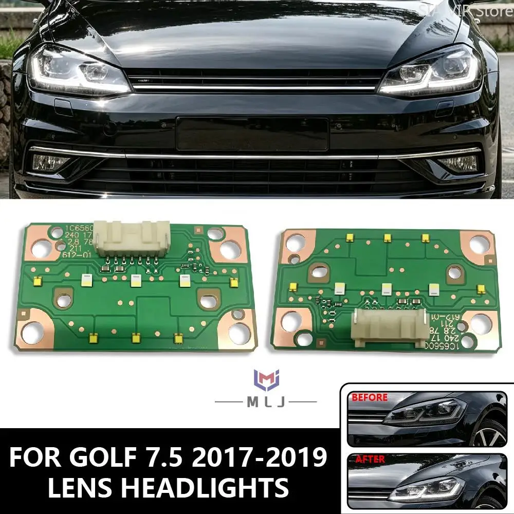 Puces de source lumineuse de type lentille pour phares Volkswagen Golf 7.5 2017-2019, puces de source lumineuse pour feux de croisement et de route, accessoires automobiles