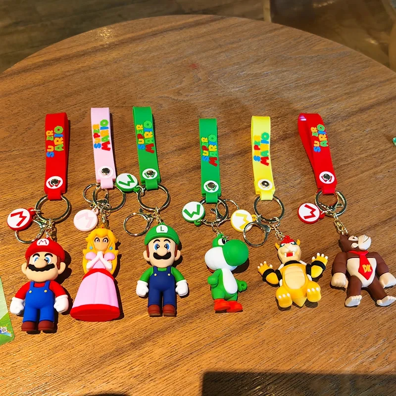 Super Mariod Keychain Mariod Bros Luigi Toad Yoshi Bowser Action Figure Model PVC Cartoon Bag Doll Pendant Toys Gift