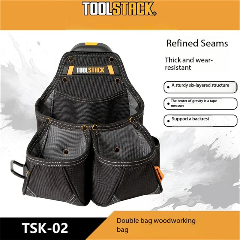 

TOOLSTACK TSK-02 Сумка для Framer с двойным карманом Многофункциональная поясная сумка для инструментов Прочные сумки Сумка для плотников Пакет для инструментов Сумка для работы