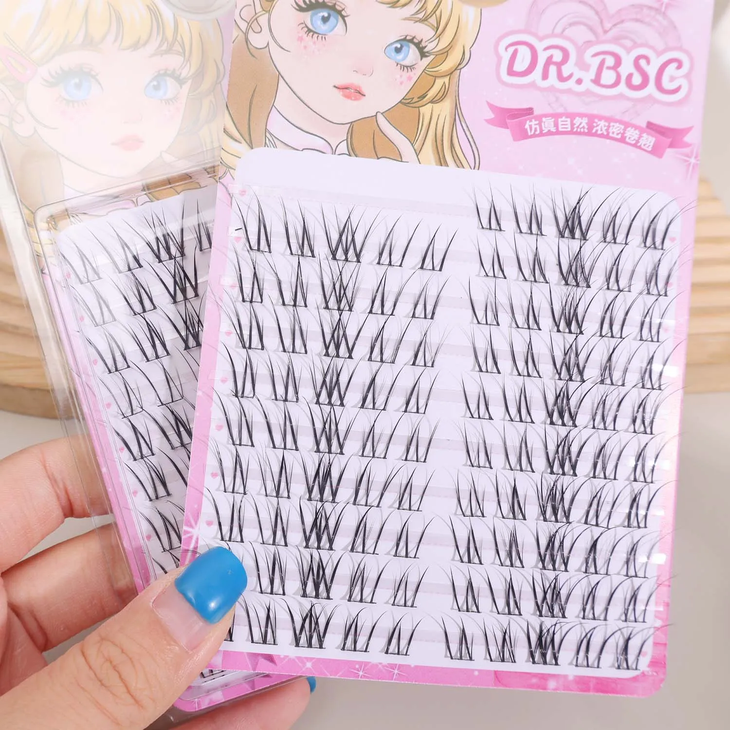 Bande dessinée Magnolia irrégulière côté volant faux cils 3D individuel grappe cils grande capacité Extension de cils beauté