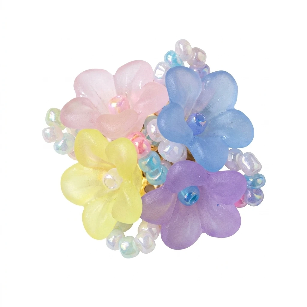 Handwoven Beaded Flower Cluster DIY Jewelry Accessory Plastic Beads Elastic Thread For Rings Earrings Shoes Decoration