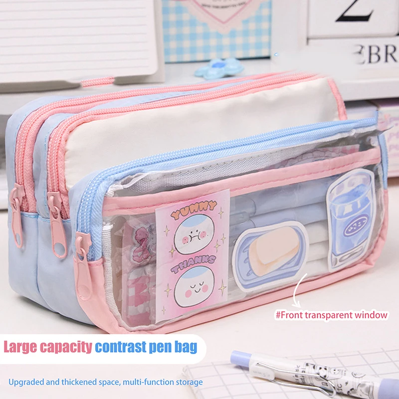 Large Capacity Pencil Case Itabag Cosmetic Bag Ita Bag Pouch Solid Color Storage Bag Stationery Storage Bag
