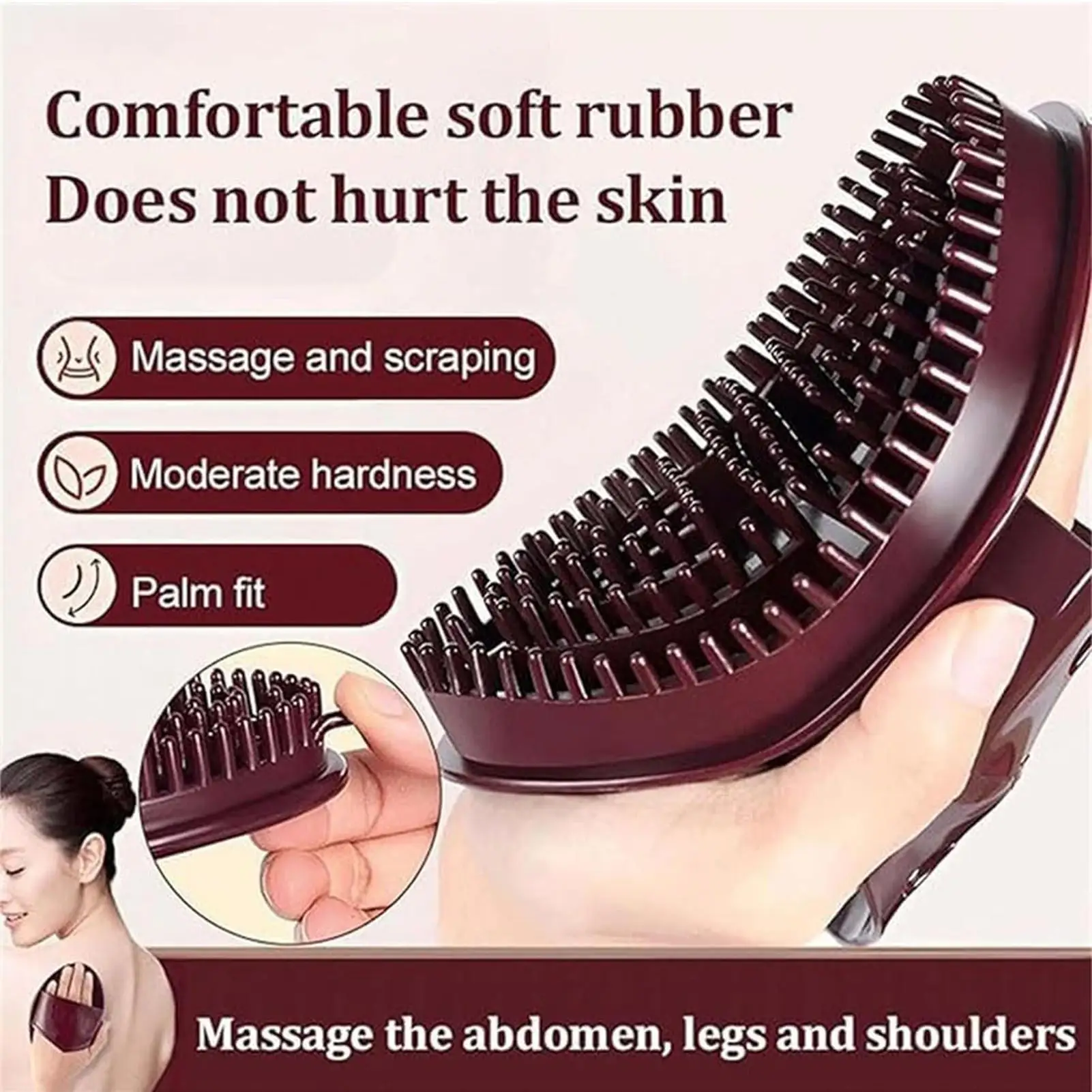 

1pc Full Body Massage Brush Soft Manual Full Body Gua Sha Massager Head Abdomen Leg Body Relaxation Home Use Anti-Fatigue