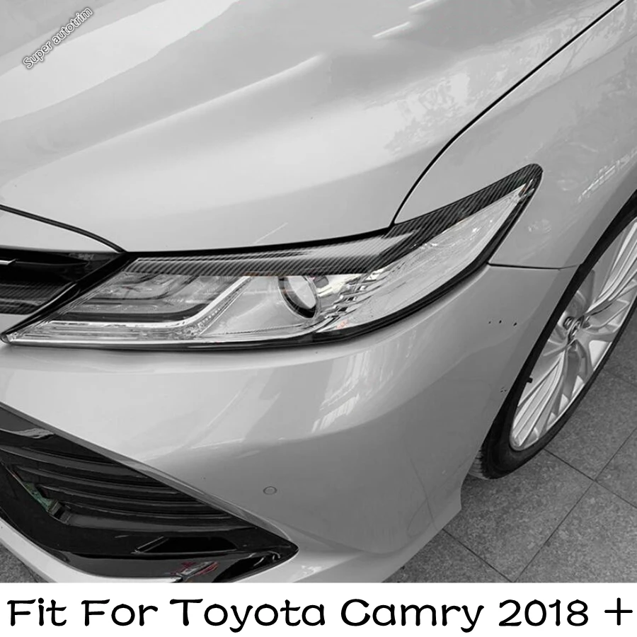 

Car Styling Front Head Lights Lamp Eyebrow Eyelids Sticker Trim Cover 2PCS For Toyota Camry 2018 - 2021 Carbon Fiber Accessories