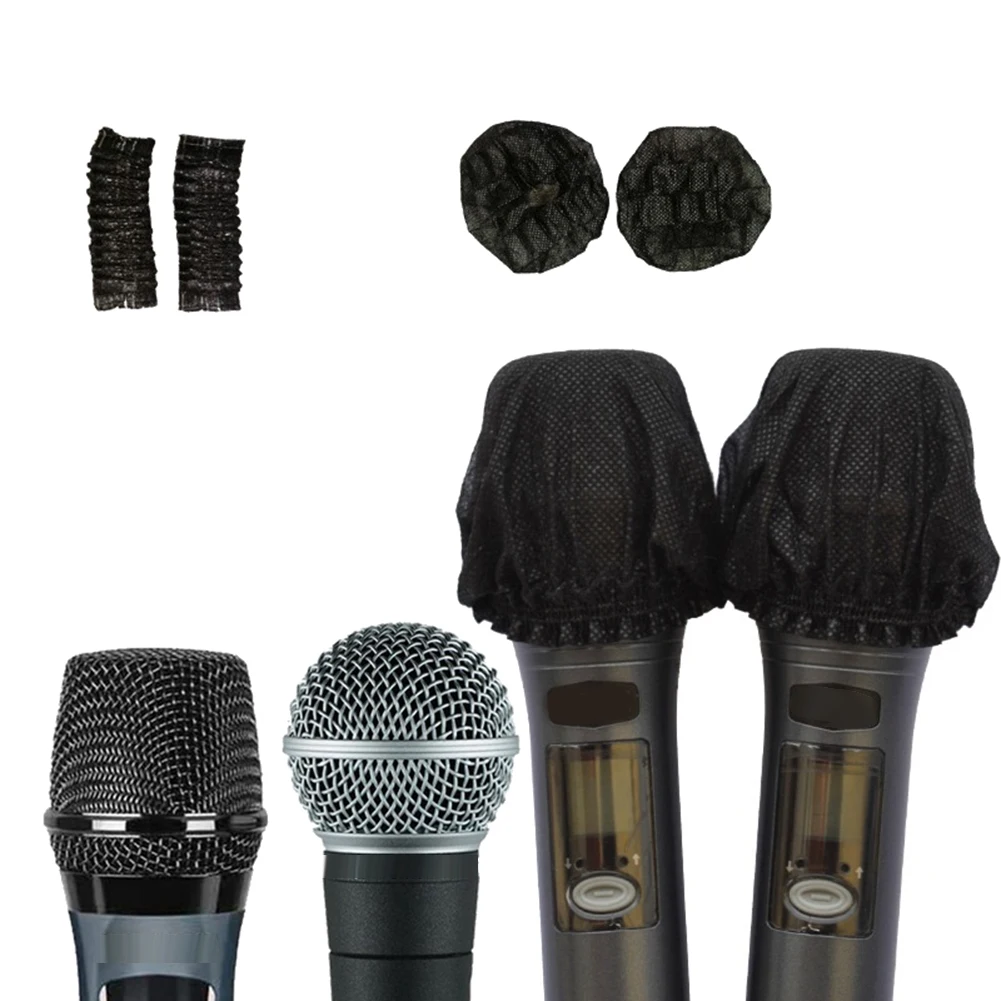 250 Pcs Disposable Microphone Cover Non Woven Handheld Microphone Windscreen for KTV Recording Studio Karaoke,Black