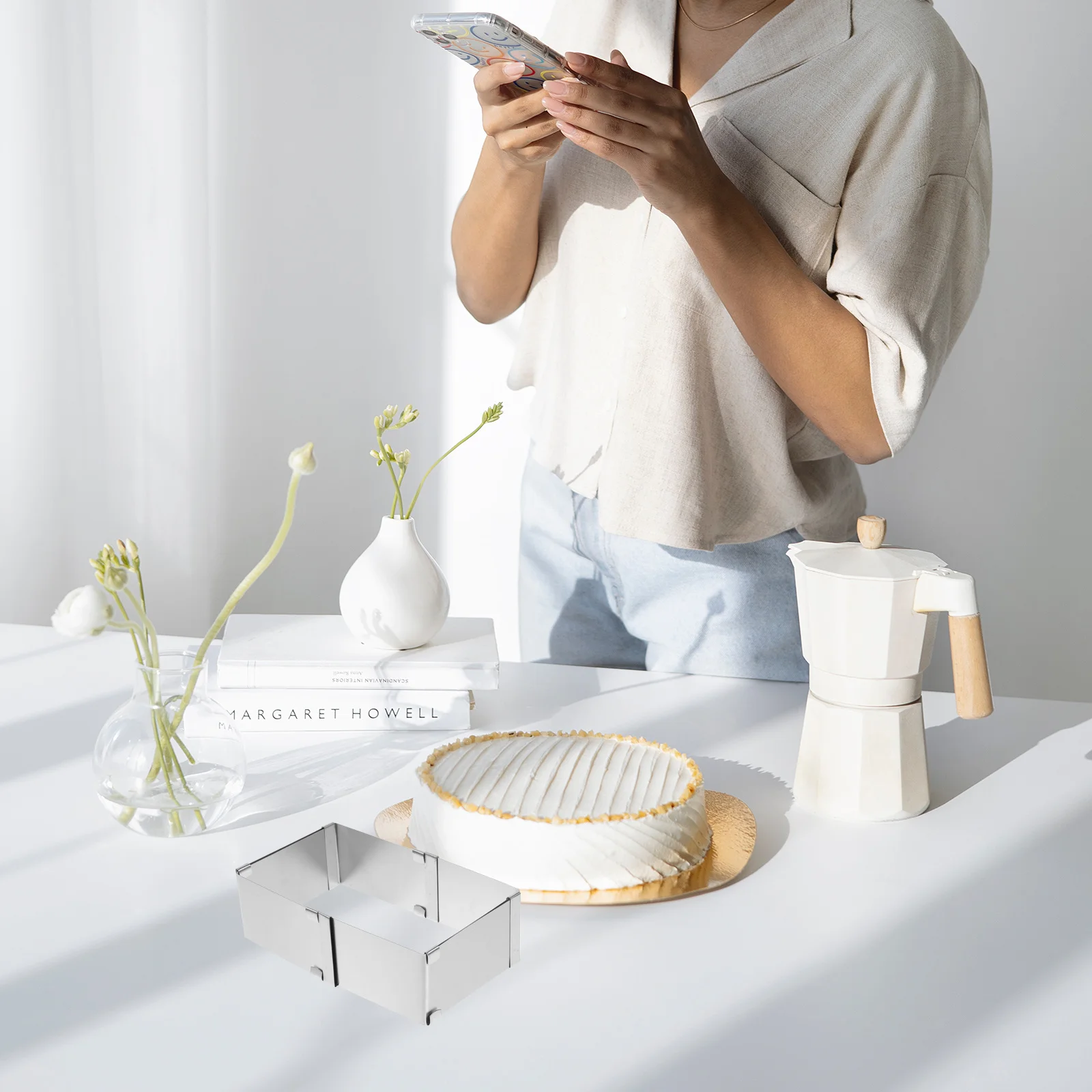 

Square Mousse Mold Stainless Steel Cake Ring Reusable Non-Stick Baking Tool for DIY Pastry Cookie Fondant Cutter