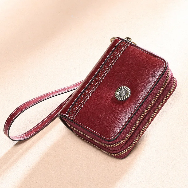 

Women's Genuine Leather Wallet New Multifunctional Multi card Position Cowhide Card Clip Anti theft Brush RFID Zero Wallet Women