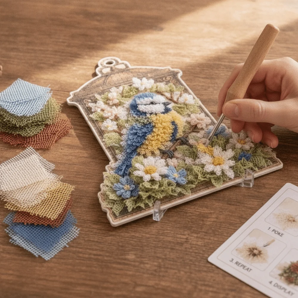 Nicht nähen, Stoff-Poke-Art, dicke Platte, einfaches Zubereiten, Nadel-Bastelset, vorgefertigter Poke-Stift, 3D-Strukturplatte, handgefertigt, ideal als Geschenk – Detail 12