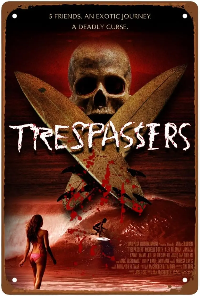 P1,Trespassers металлические настенные жестяные вывески, постеры для комнаты, эстетический ретро-подарок, мужской декор в виде пещеры, винтажные украшения, фильм ужасов