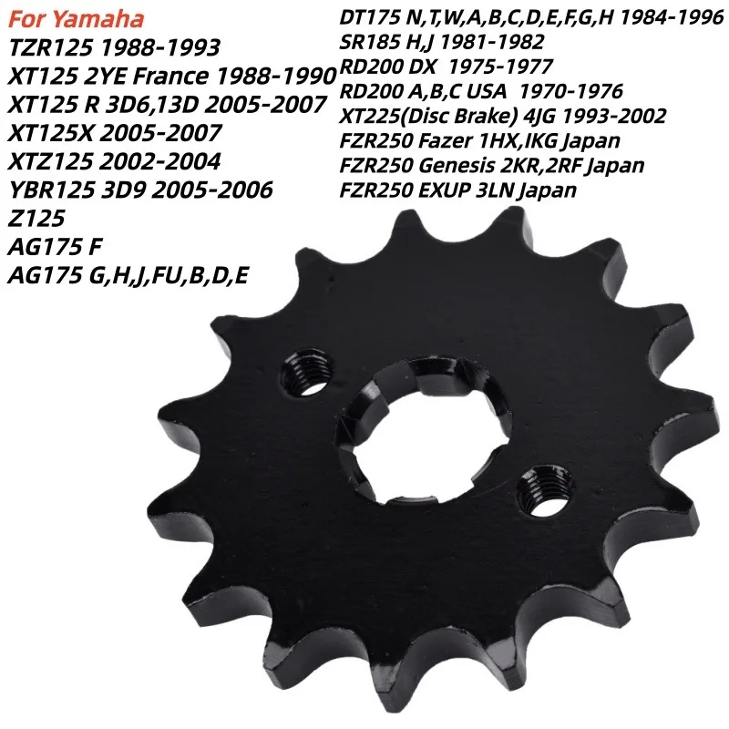 Piñón Delantero 428 15T para Yamaha TZR125 XT125X XTZ125 YBR125 Z125 AG175 DT175 SR185 RD200 XT225 FZR250 TZR XT XTZ YBR Z 125