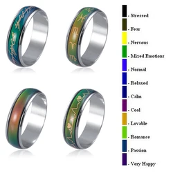 1pc Mood Rings Constellation ECG 6mm Stainless Steel Resin Band Mood Jewelry Emotion Feeling Temperature Rings Random Color
