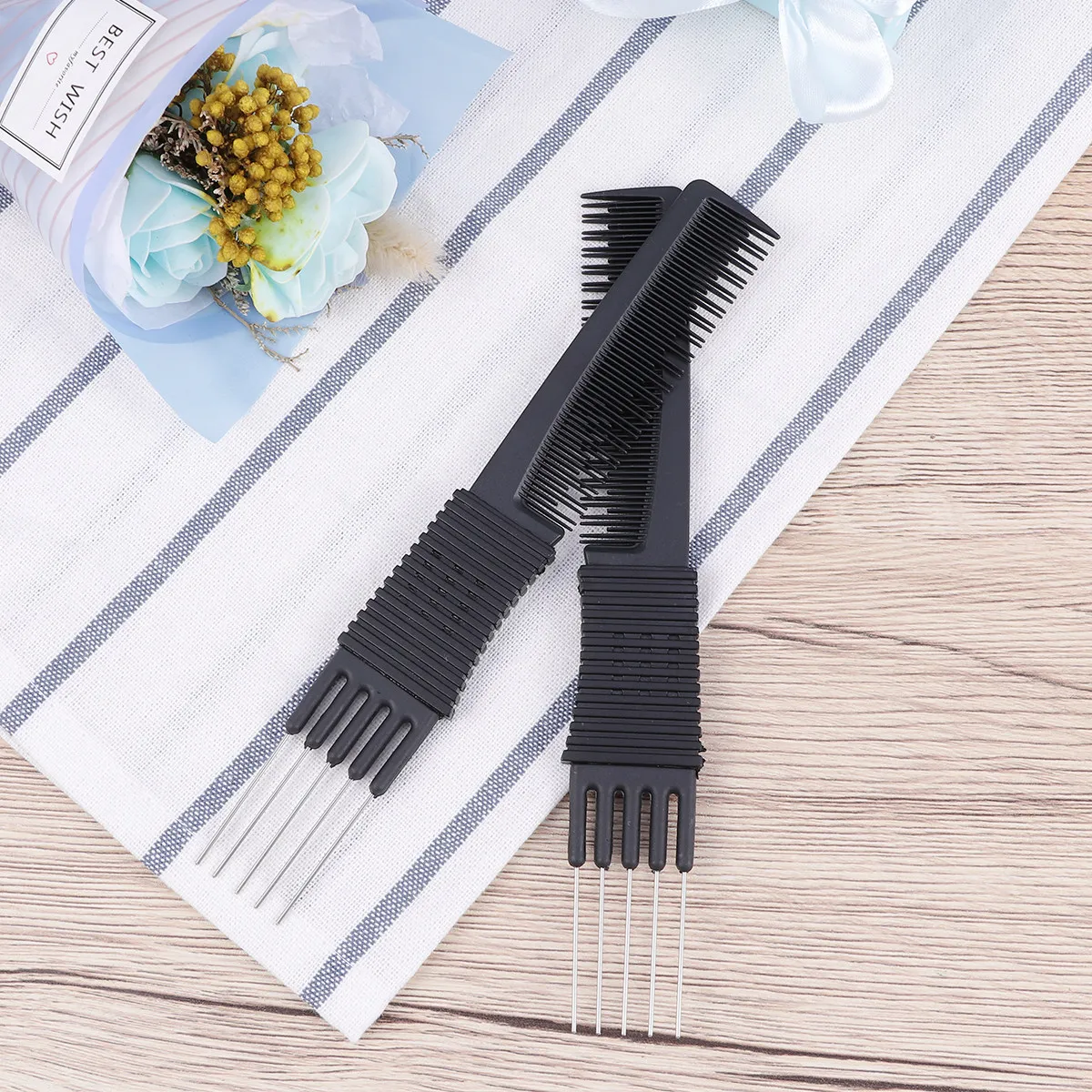 2Pcs Anti-Static Hair Comb Plastic Rat-Tail Haircut Comb Set for Salon Barber Styling Thick Curly Straight Hair Tools