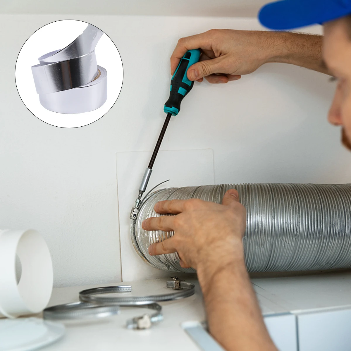 

2Pcs Heat Insulation Aluminum Foil Tape High Temperature Resistant Waterproof Conductive Anti-Interference Sealing Tape for Ac