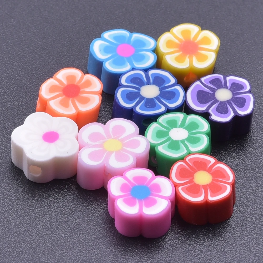 

Random Colorful Flower Spacer Beads For Jewelry Making Supplies Polymer Clay Bead Accessories Handmade Bracelets Anklet Findings