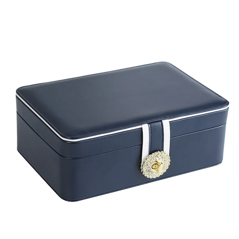 Double Layer Jewelry Box Organizer Large Capacity PU Leather Storage Ring Box Earrings studs  Jewelry Display Jewelry Packaging