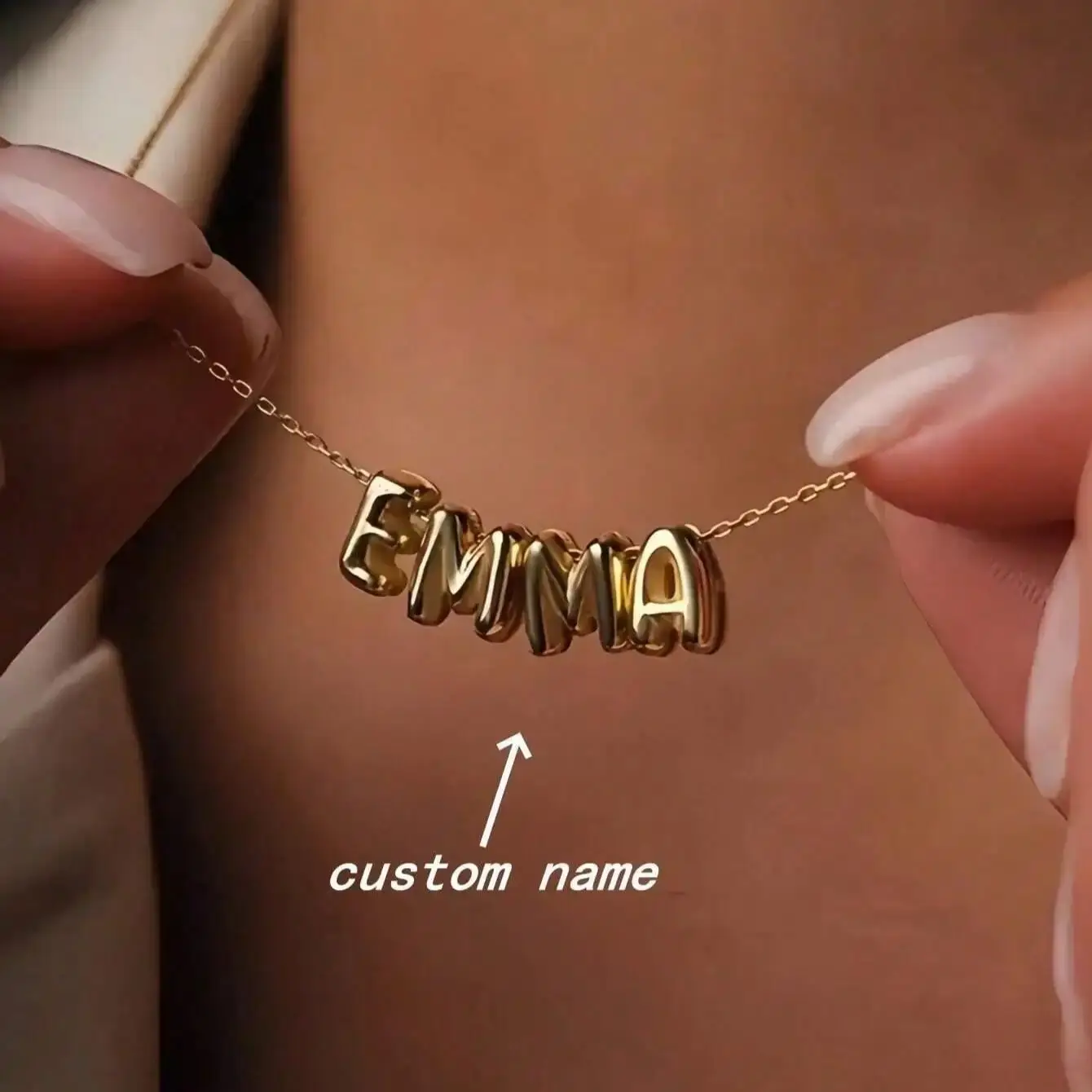 

DOREMI Fat Bubble Letters Custom 3D Bubble Letter Initial Necklace Personalized Charm Jewelry Pendant Gift Jewelry Necklace