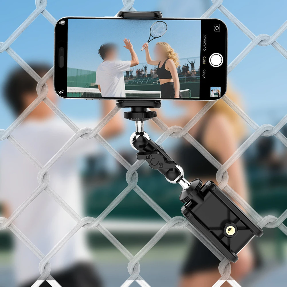 Smartphone Fence Mount Bracket For Live Streaming Adjustable Angle Action Camera Holder For Sports Record Baseball Softball