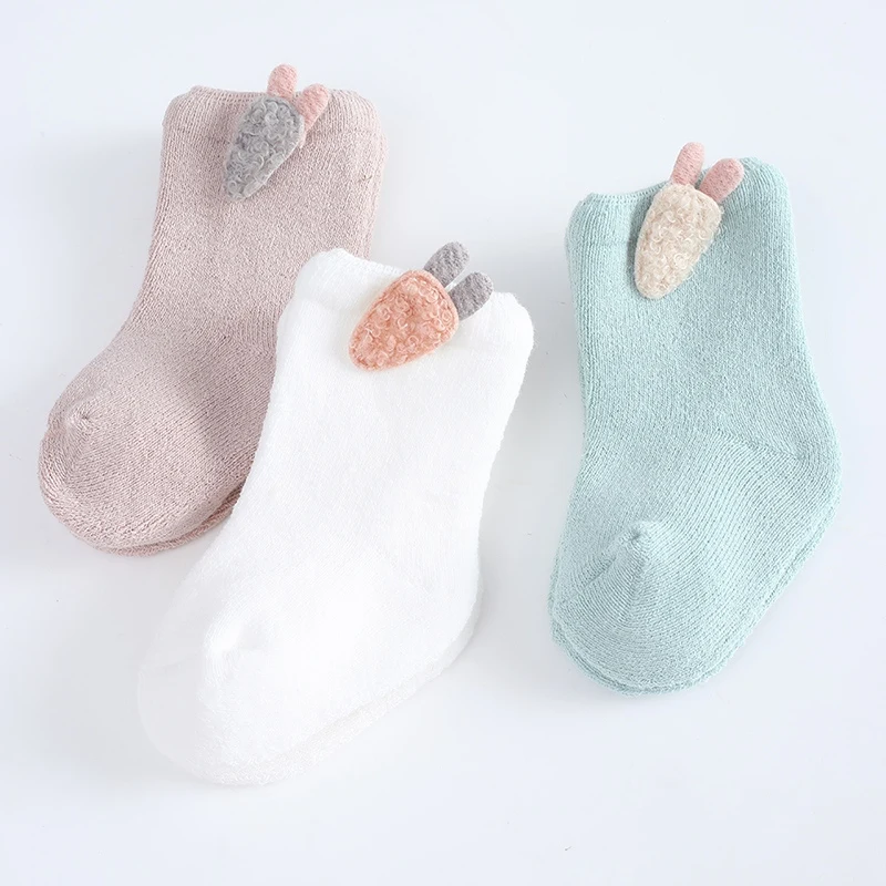 

Autumn Winter Newborn Baby Boys Girls Socks Carrot Decoration Children Cotton Sockings Toddler Baby Socks Solid Infant Thing