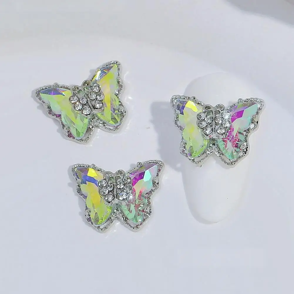 Rust-resistant Butterfly Nail Jewelry Butterfly Nail Art Decor Eye-catching Double-layer Butterfly Nail Jewelry for Women