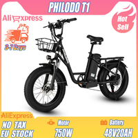 PHILODO T1 Electric Bicycle 750W Motor 48V20AH Battery Freight Ebike 20*40 Fat Tires All Over The Place Form Human Electric bike