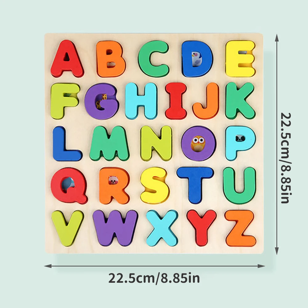 3D Puzzle Wooden Kids Toys Colorful Montessori Number Letter Geometry Shape Matching Game Early Educational Children Toys Gift