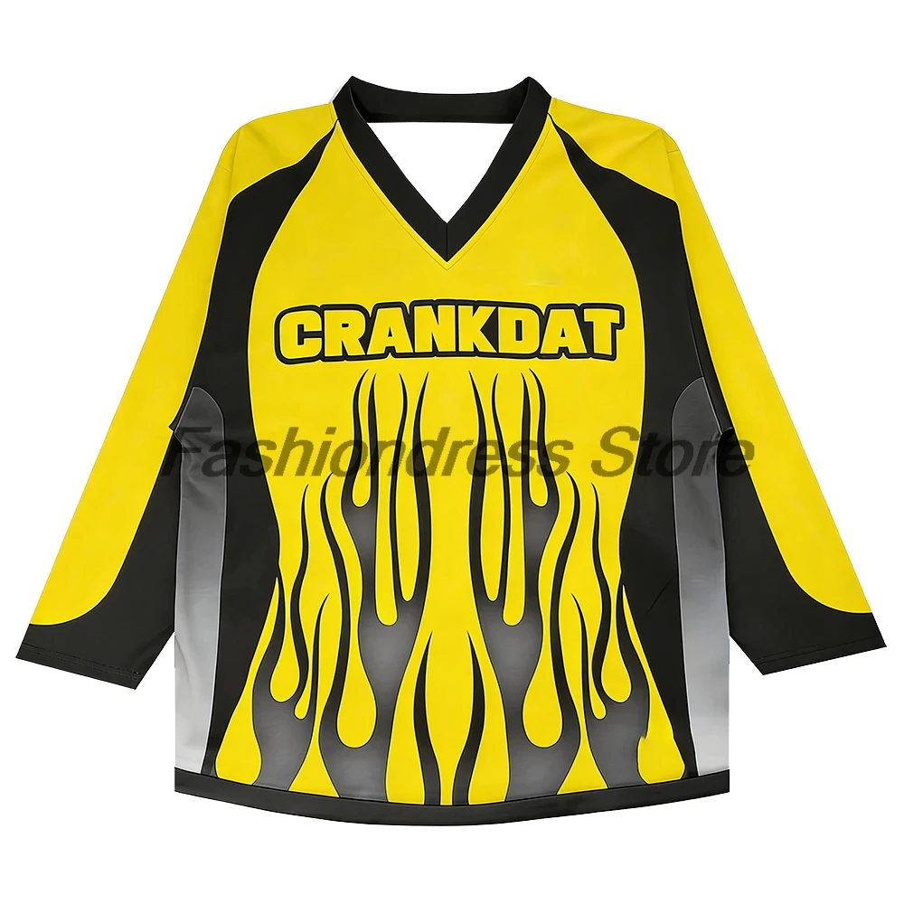 Crankdat Get Cranked Hockey Jersey 2026 Music Festival V-Neck Long Sleeve Loose Top Shirts Women Men