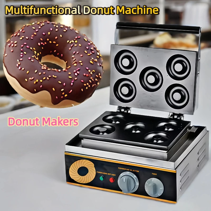 

Donut Makers Multifunctional Donut Machine SucceBuy 5 Holes Electric Donut Maker Commercial Doughnut Machine Non-stick 1550W
