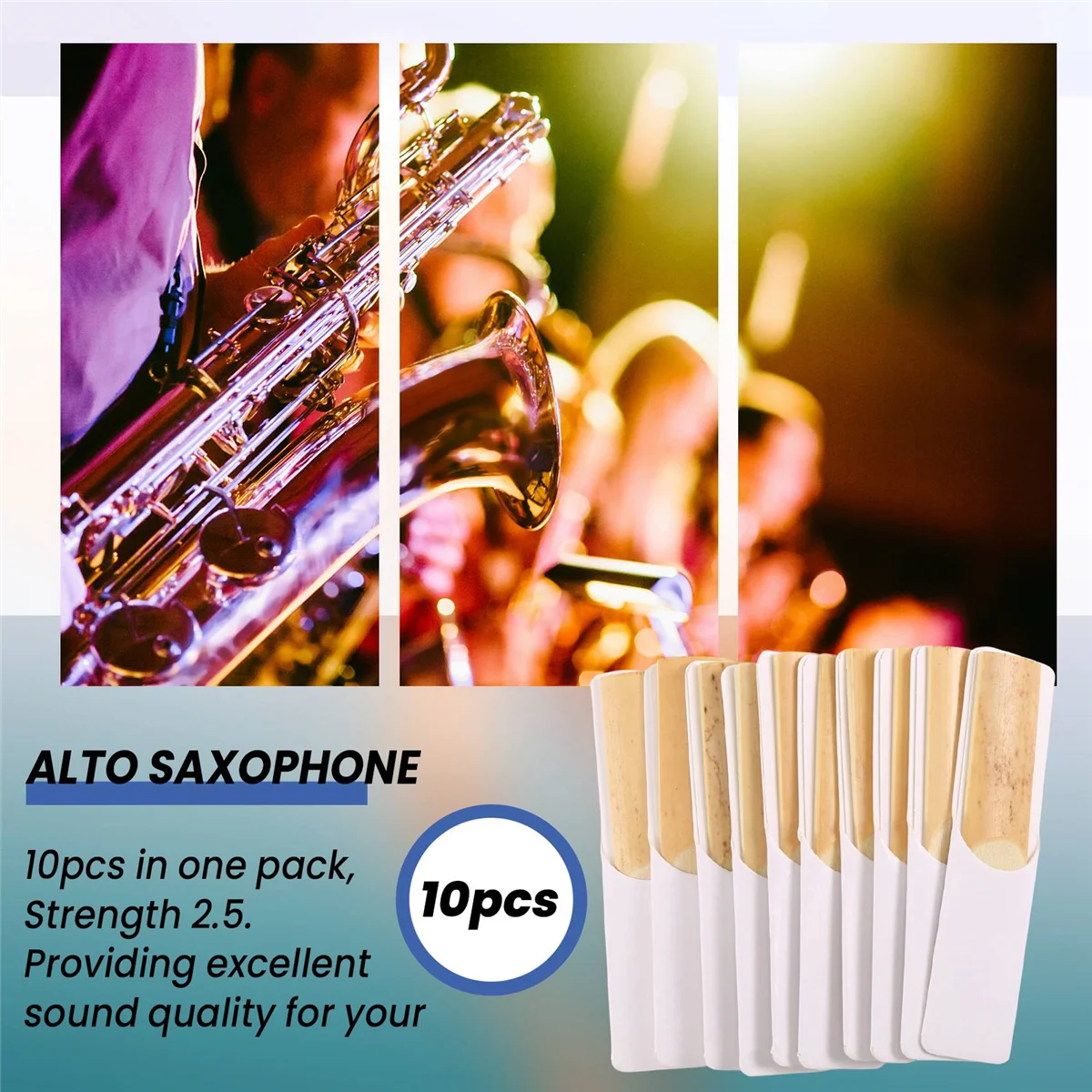 10Pcs/ Box Alto Saxophone Reeds Sax Reeds Strength 2.5 Woodwind Instrument Parts & Accessories